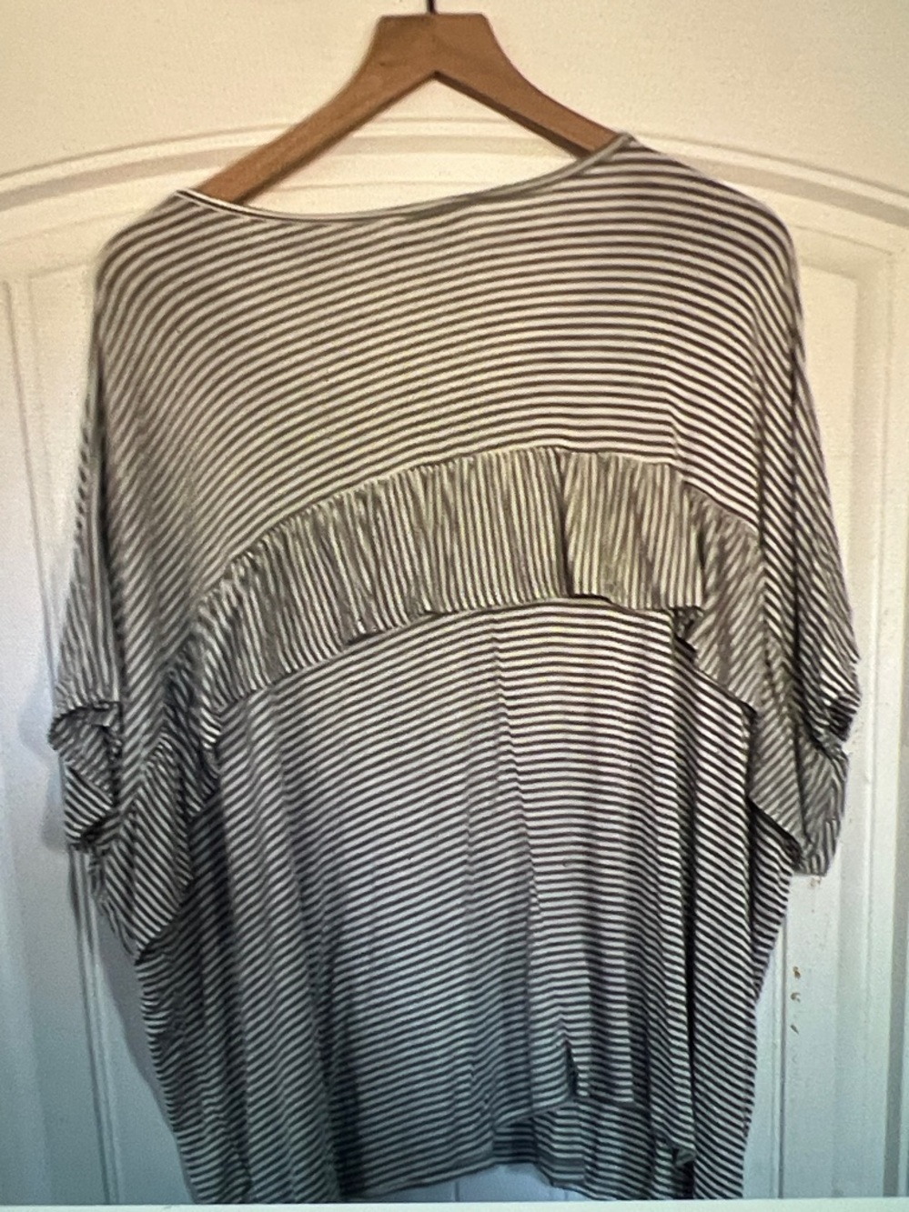Stripped Oversized boxy  Ruffle tunic Top - Picture 3 of 4